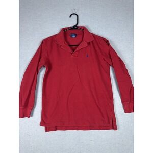 Polo Ralph Lauren Shirt Boys Medium‎ 10-12 Red Long Sleeve Cotton Collared Top